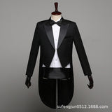 Tuxedo Dress XS-XL Men Classic Black Shiny Lapel Tail Coat Tuxedo Wedding Groom Stage Singer 2-Piece Suits Dress Coat Tails