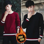 New Men's Sweater New Korean Edition Plush Long Sleeve Knitted Shirt Youth Hundred-Set Sweater Round-collar Topcoat