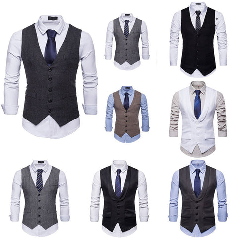 Vest Fit Business Formal Slim Suit Trendy Tuxedo Botton British Men's Botton British  Slim Fit Formal Vest Suit Tuxedo Waistcoat