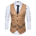 Vest Fit Business Formal Slim Suit Trendy Tuxedo Botton British Men's Botton British  Slim Fit Formal Vest Suit Tuxedo Waistcoat