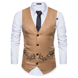 Vest Fit Business Formal Slim Suit Trendy Tuxedo Botton British Men's Botton British  Slim Fit Formal Vest Suit Tuxedo Waistcoat