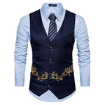 Vest Fit Business Formal Slim Suit Trendy Tuxedo Botton British Men's Botton British  Slim Fit Formal Vest Suit Tuxedo Waistcoat